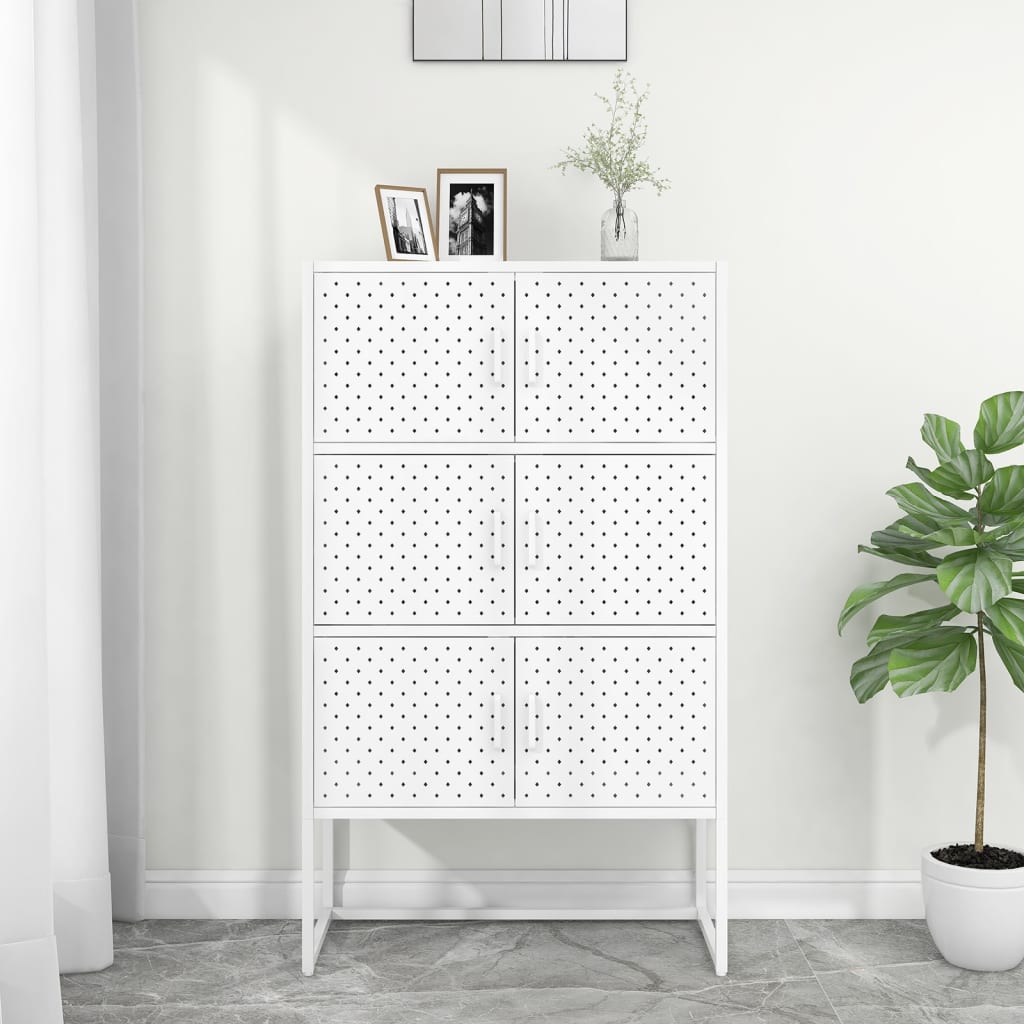 fehér acél magasszekrény 80 x 35 x 135 cm