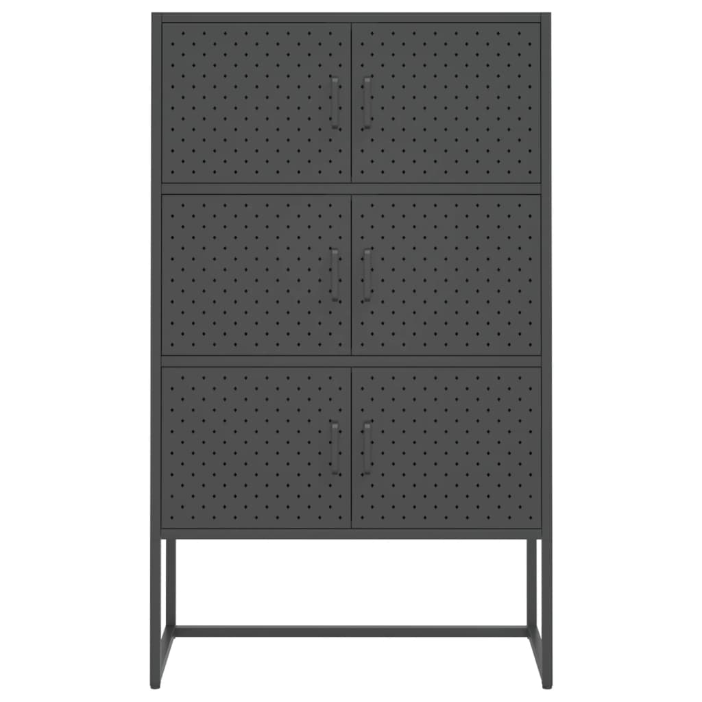 antracitszürke acél magasszekrény 80 x 35 x 135 cm