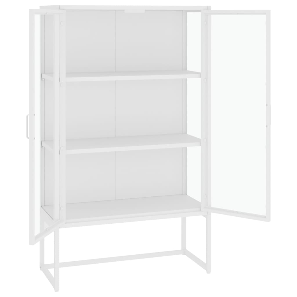 fehér acél és edzett üveg magasszekrény 80 x 35 x 135 cm