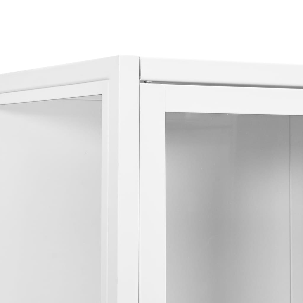 fehér acél és edzett üveg magasszekrény 80 x 35 x 135 cm