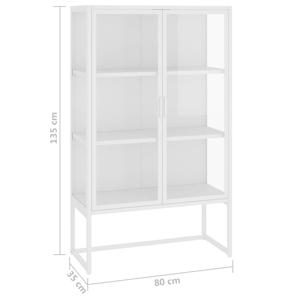 fehér acél és edzett üveg magasszekrény 80 x 35 x 135 cm