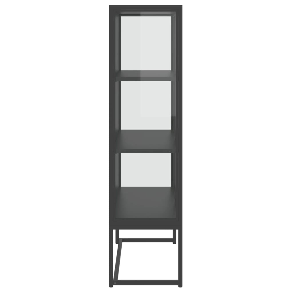 antracitszürke acél és edzett üveg magasszekrény 80x35x135 cm