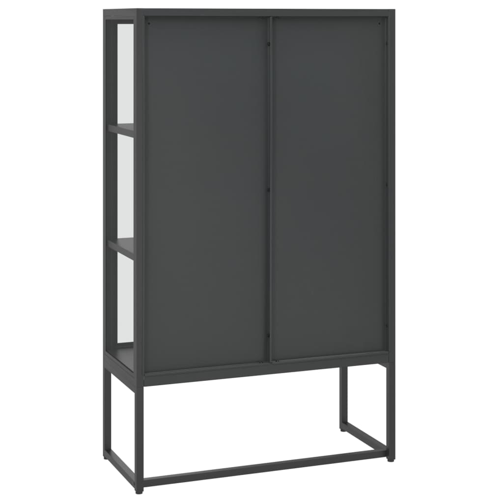 antracitszürke acél és edzett üveg magasszekrény 80x35x135 cm