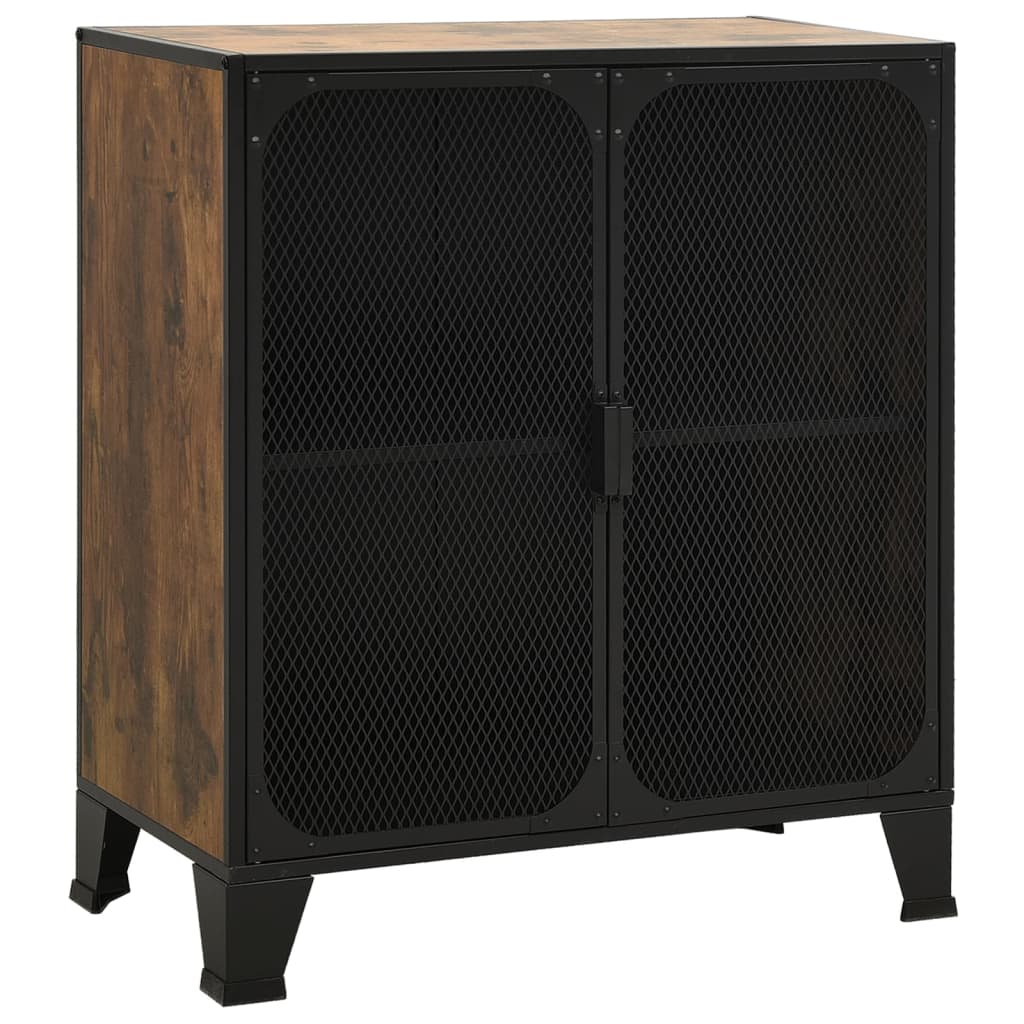 rusztikus barna fém és MDF tárolószekrény 72 x 36 x 82 cm