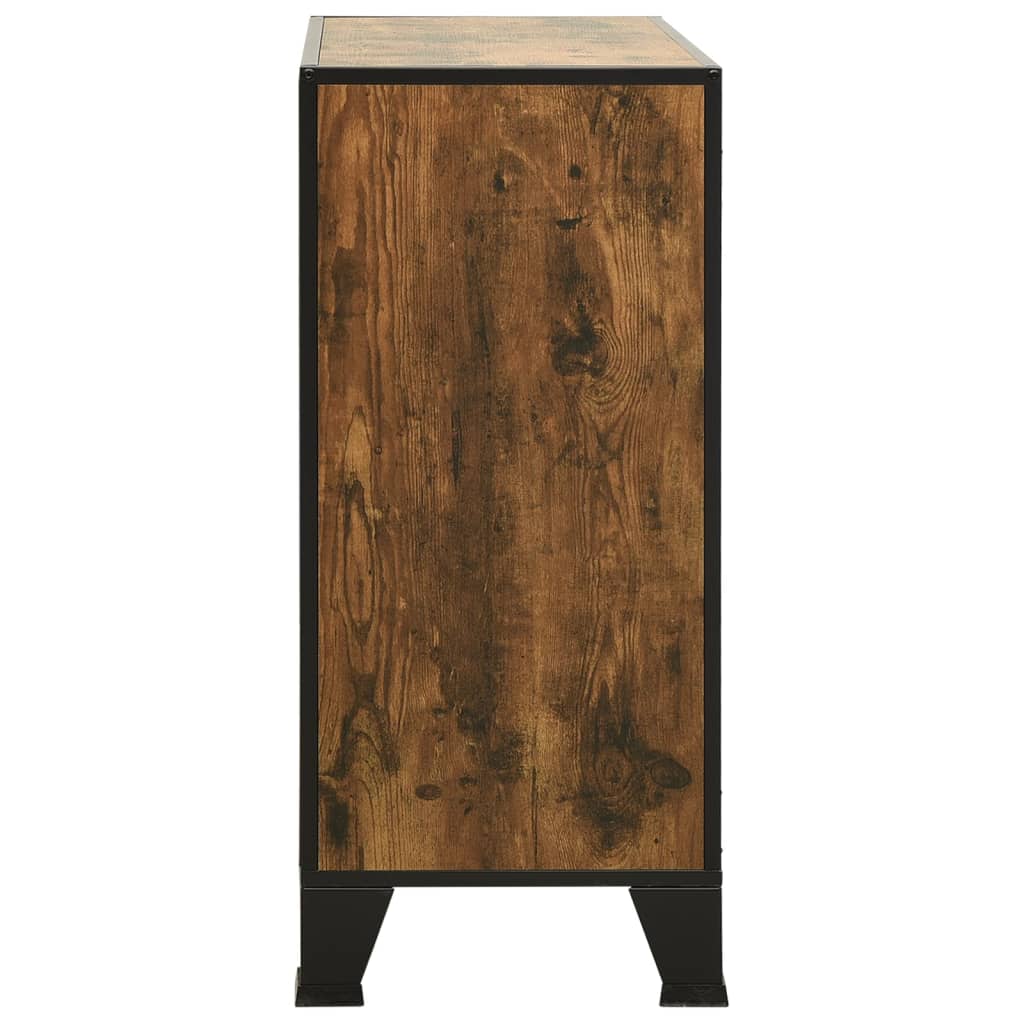 rusztikus barna fém és MDF tárolószekrény 72 x 36 x 82 cm