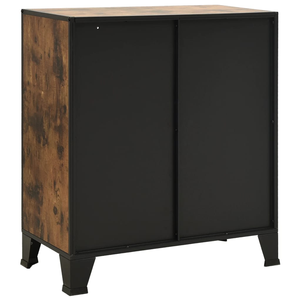 rusztikus barna fém és MDF tárolószekrény 72 x 36 x 82 cm