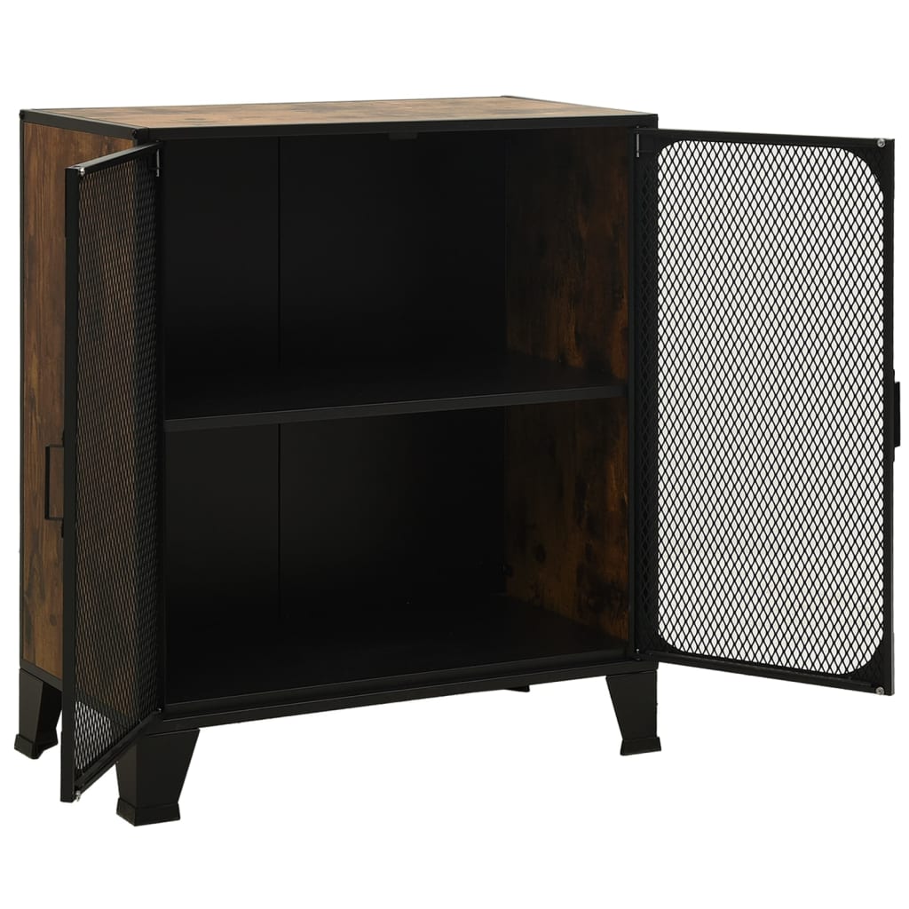 rusztikus barna fém és MDF tárolószekrény 72 x 36 x 82 cm