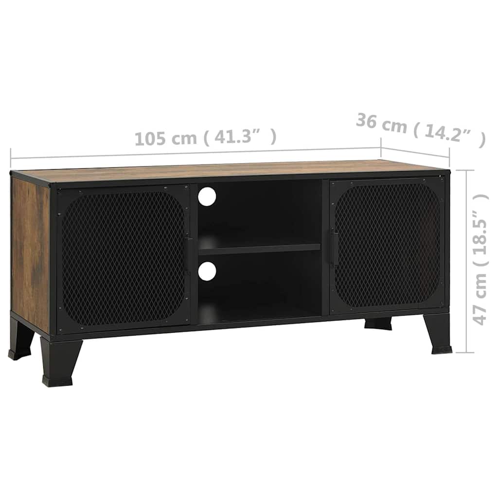 rusztikus barna fém és MDF TV-szekrény 105 x 36 x 47 cm
