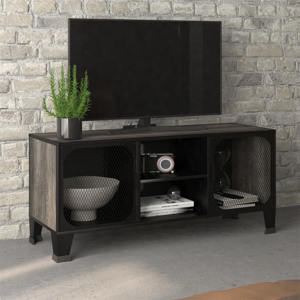 szürke fém és MDF TV-szekrény 105 x 36 x 47 cm