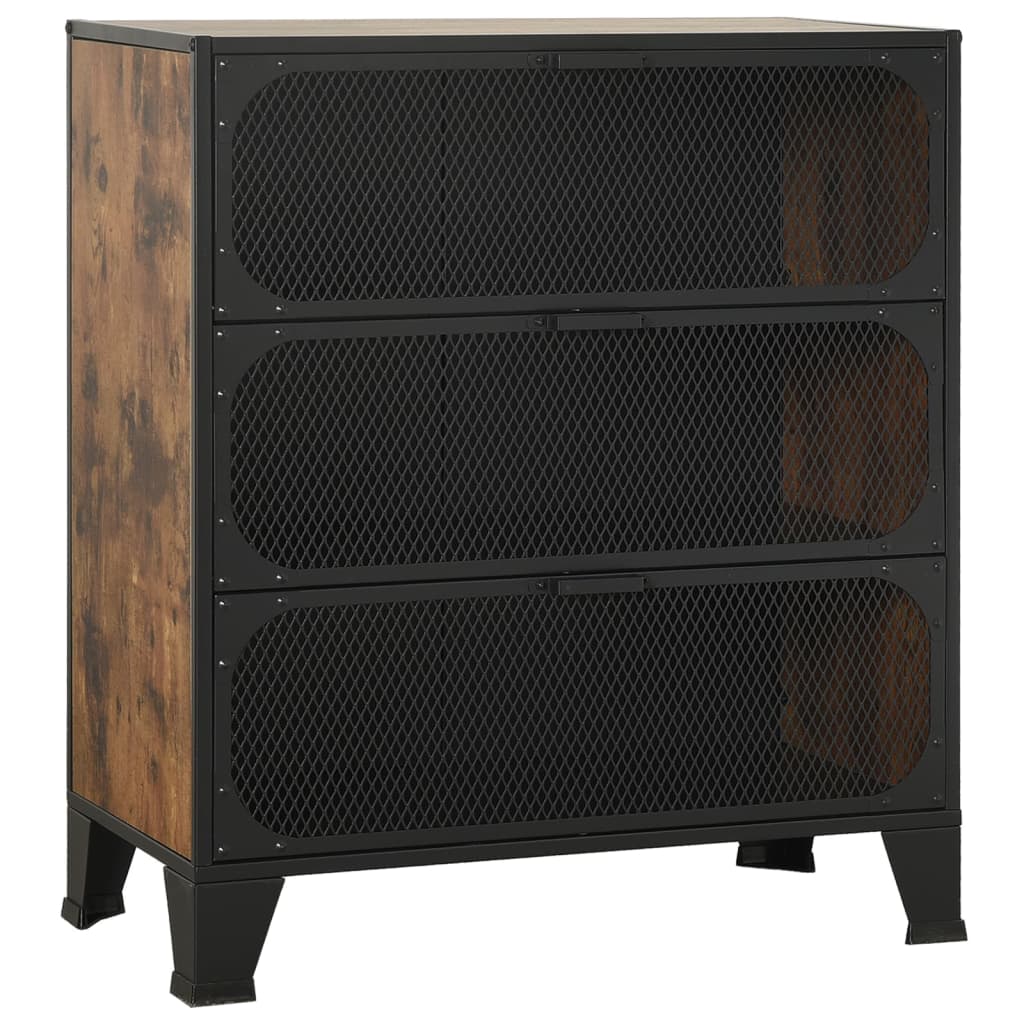 rusztikus barna fém és MDF tárolószekrény 72 x 36 x 82 cm