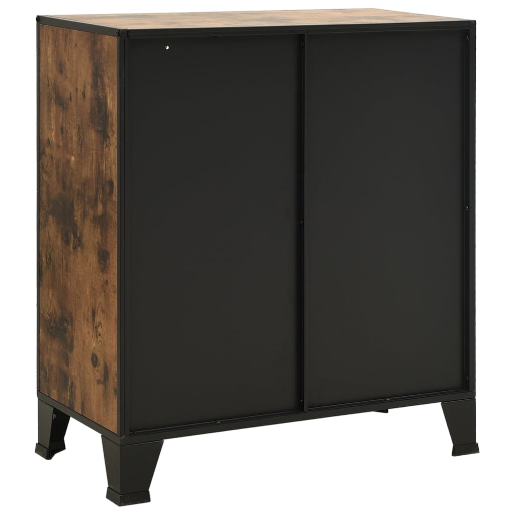 rusztikus barna fém és MDF tárolószekrény 72 x 36 x 82 cm
