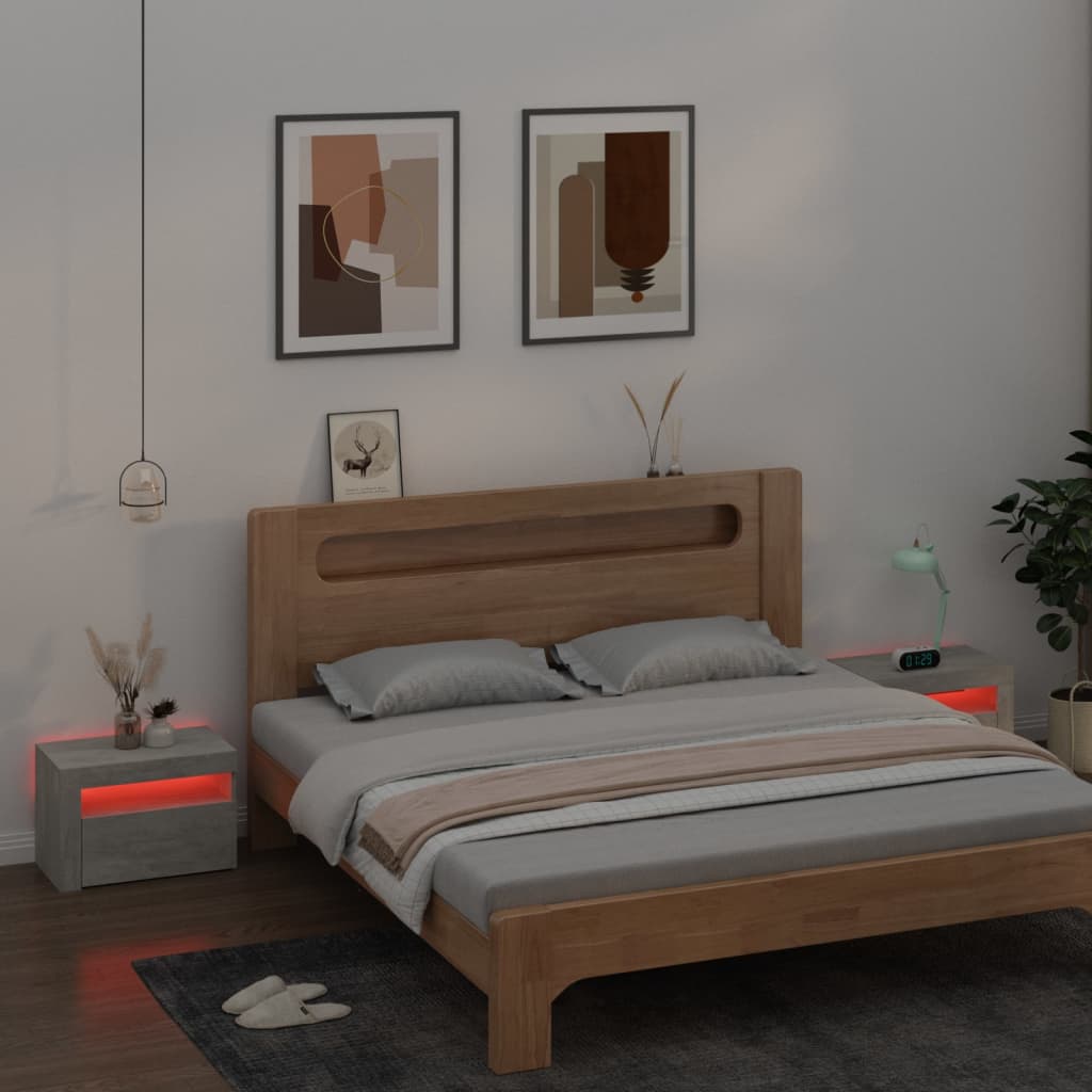 2 db betonszürke éjjeliszekrény LED-del 60 x 35 x 40 cm