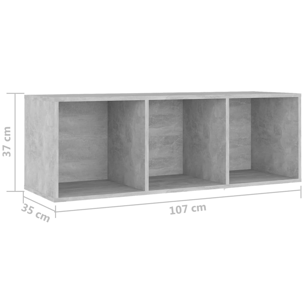 3 db betonszürke szerelt fa TV-szekrény 107 x 35 x 37 cm