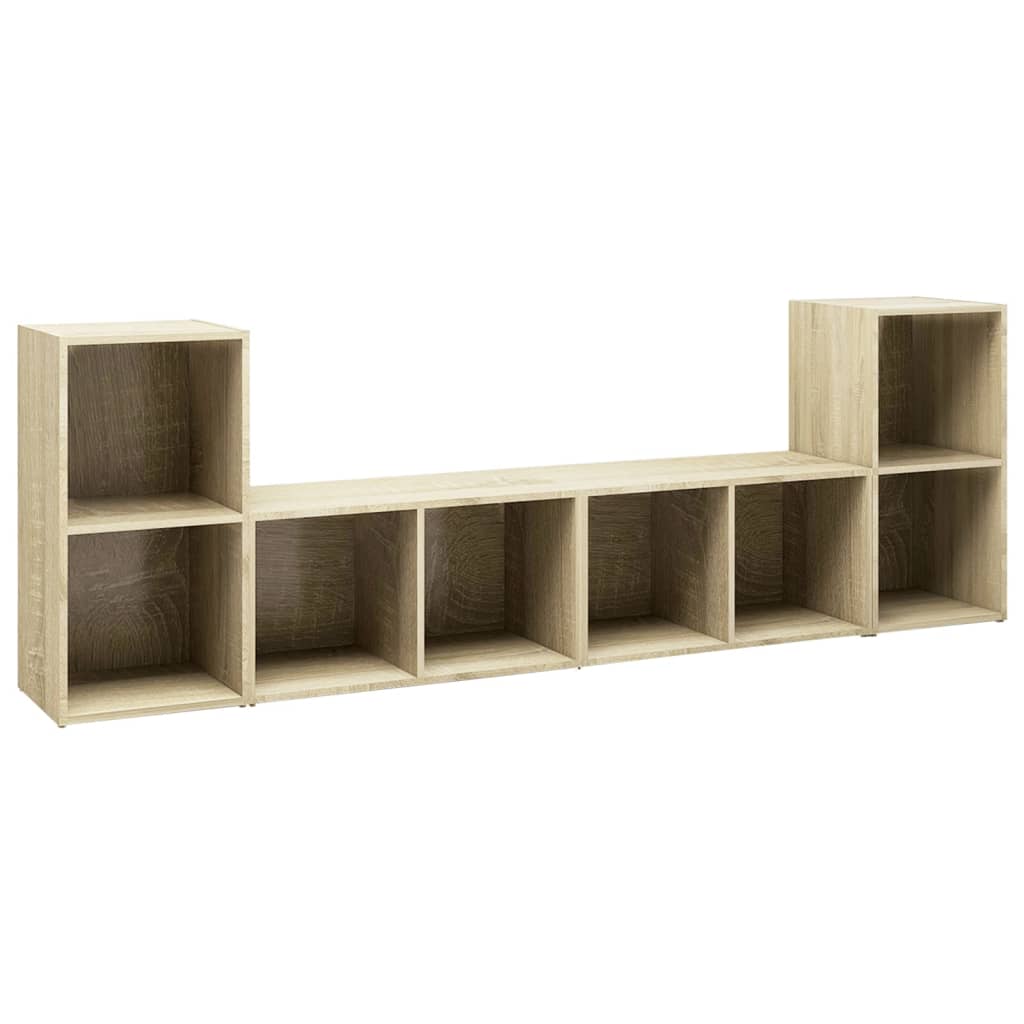 4 db sonoma tölgy színű szerelt fa TV-szekrény 72x35x36,5 cm