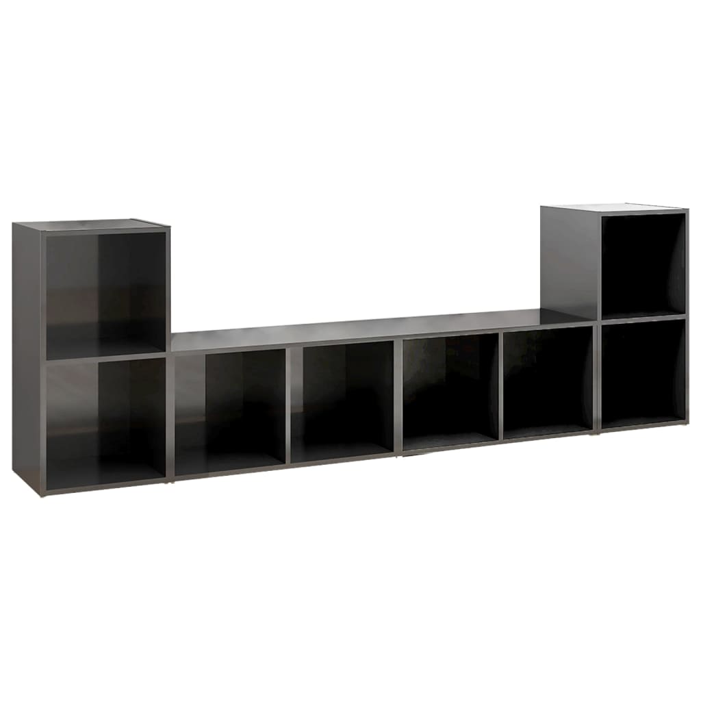 4 db magasfényű szürke szerelt fa TV-szekrény 72 x 35 x 36,5 cm