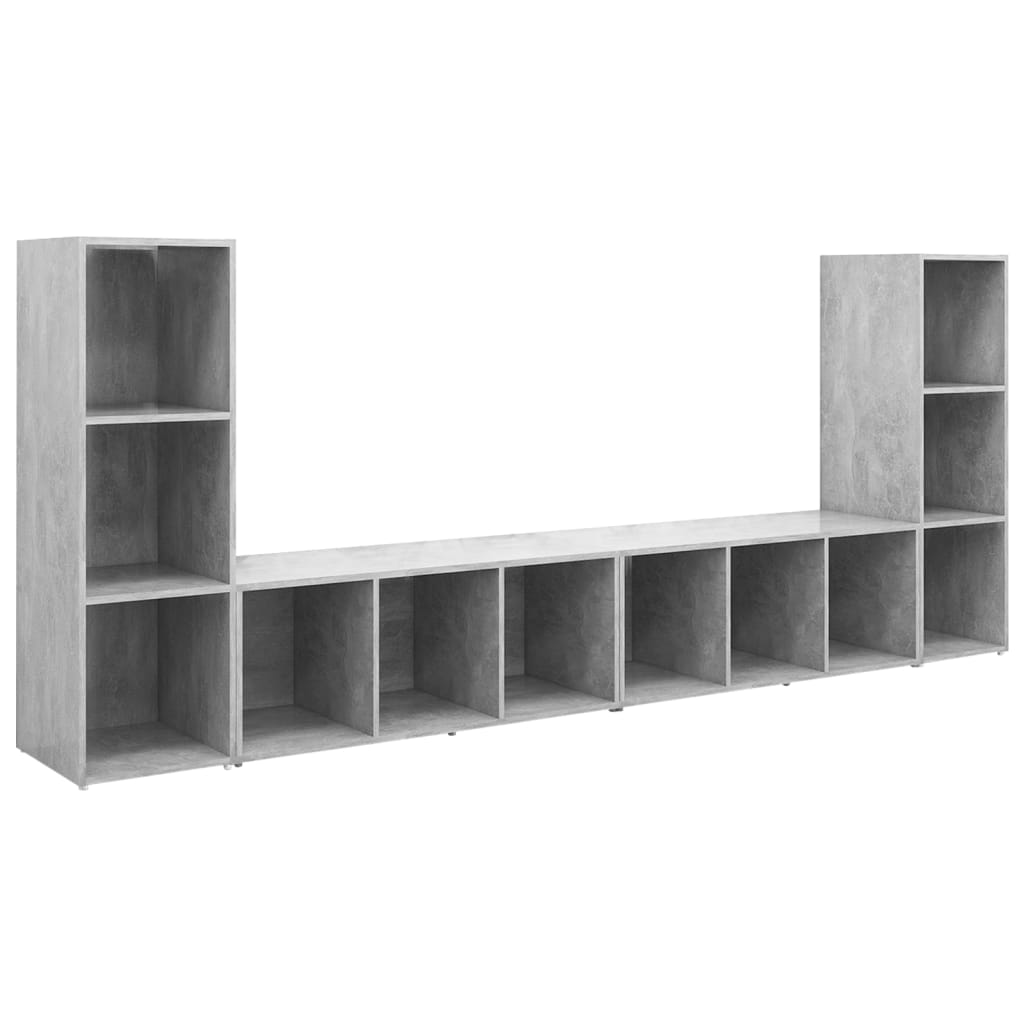4 db betonszürke szerelt fa TV-szekrény 107 x 35 x 37 cm