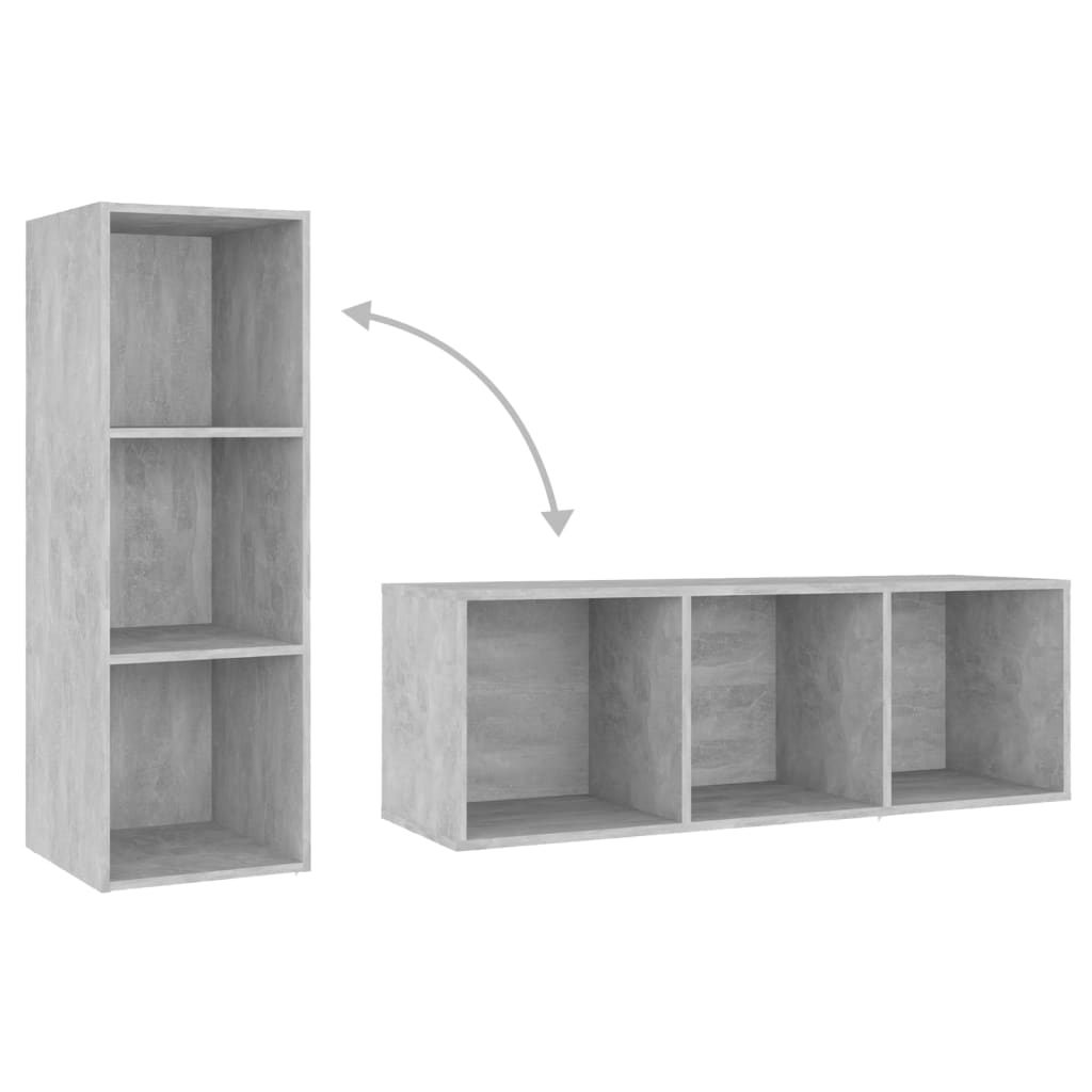 4 db betonszürke szerelt fa TV-szekrény 107 x 35 x 37 cm