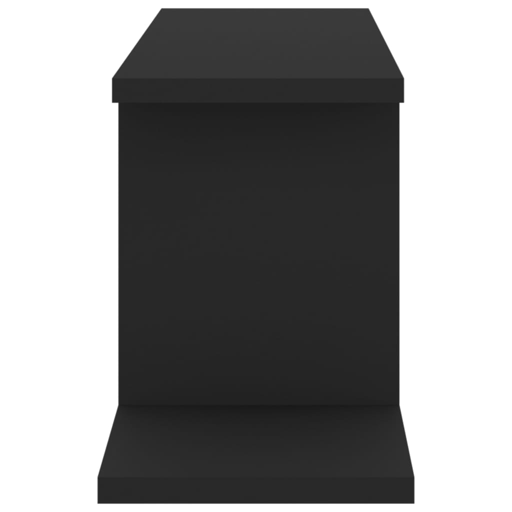 fekete szerelt fa falra szerelhető TV-polc 125 x 18 x 23 cm