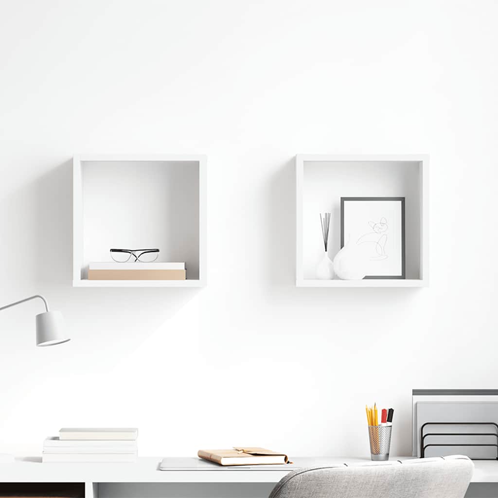 2 db fehér fali kockapolc 30 x 15 x 30 cm