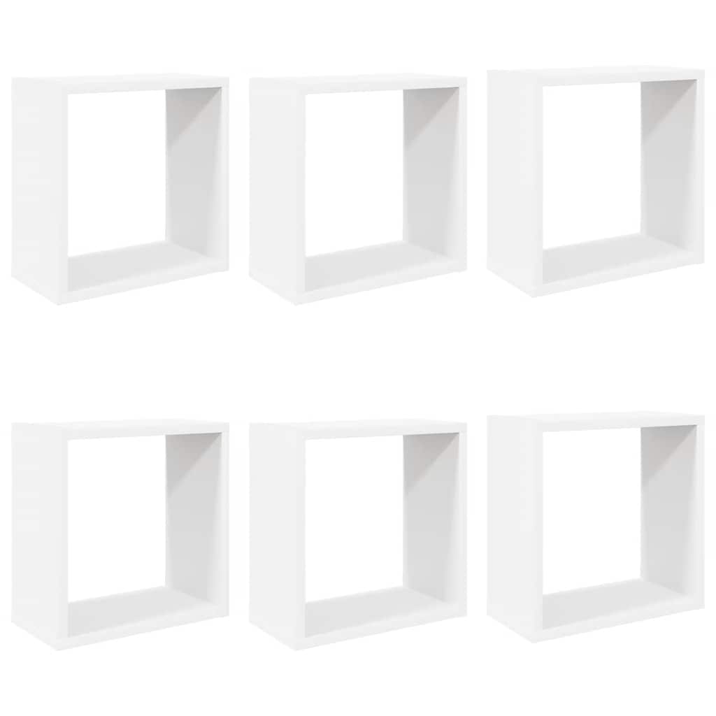 6 db fehér fali kockapolc 30 x 15 x 30 cm