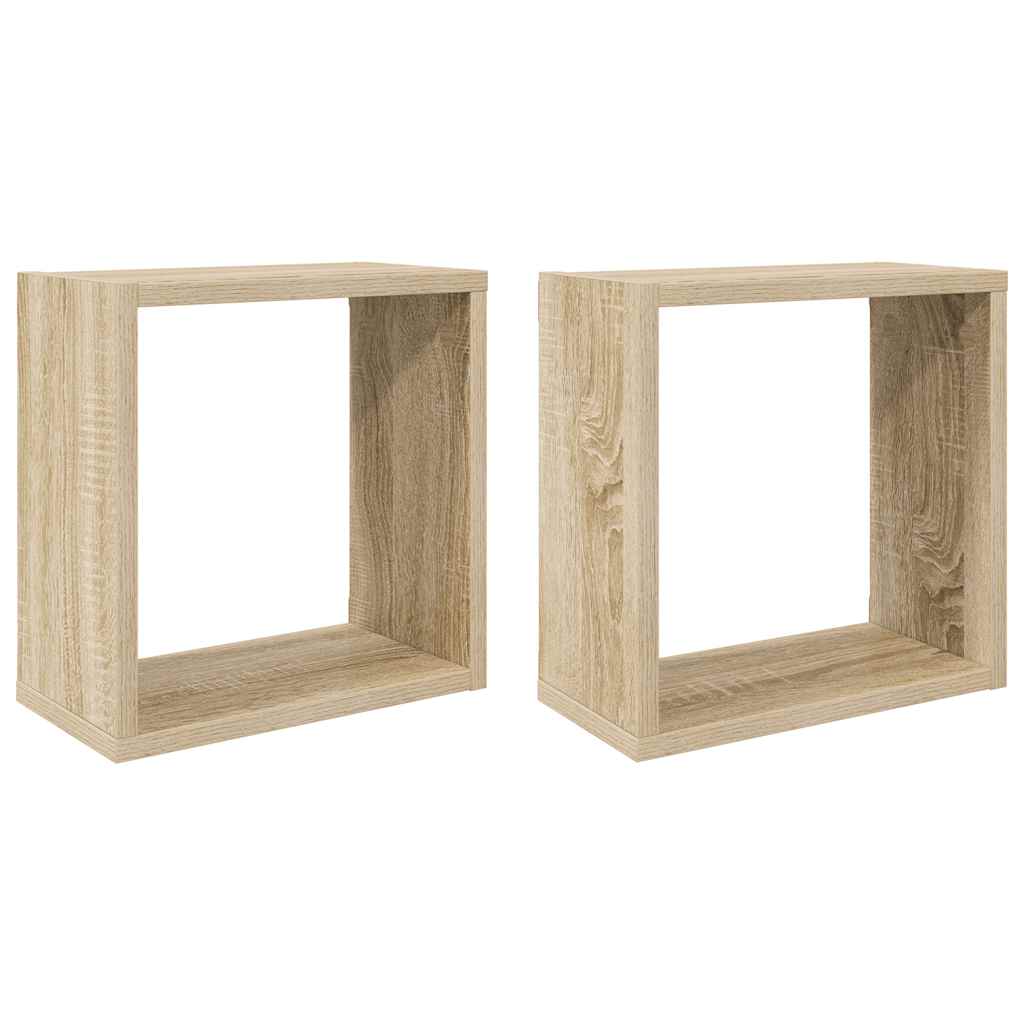 2 db sonoma tölgy színű fali kockapolc 30 x 15 x 30 cm