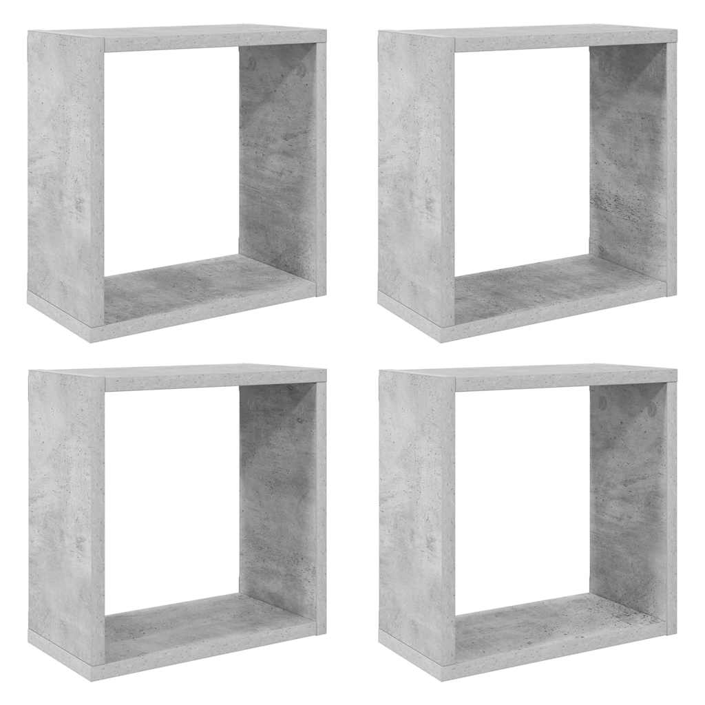 4 db betonszürke fali kockapolc 30 x 15 x 30 cm