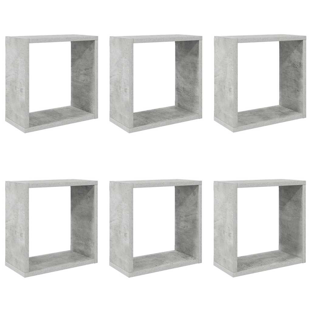 6 db betonszürke fali kockapolc 30 x 15 x 30 cm