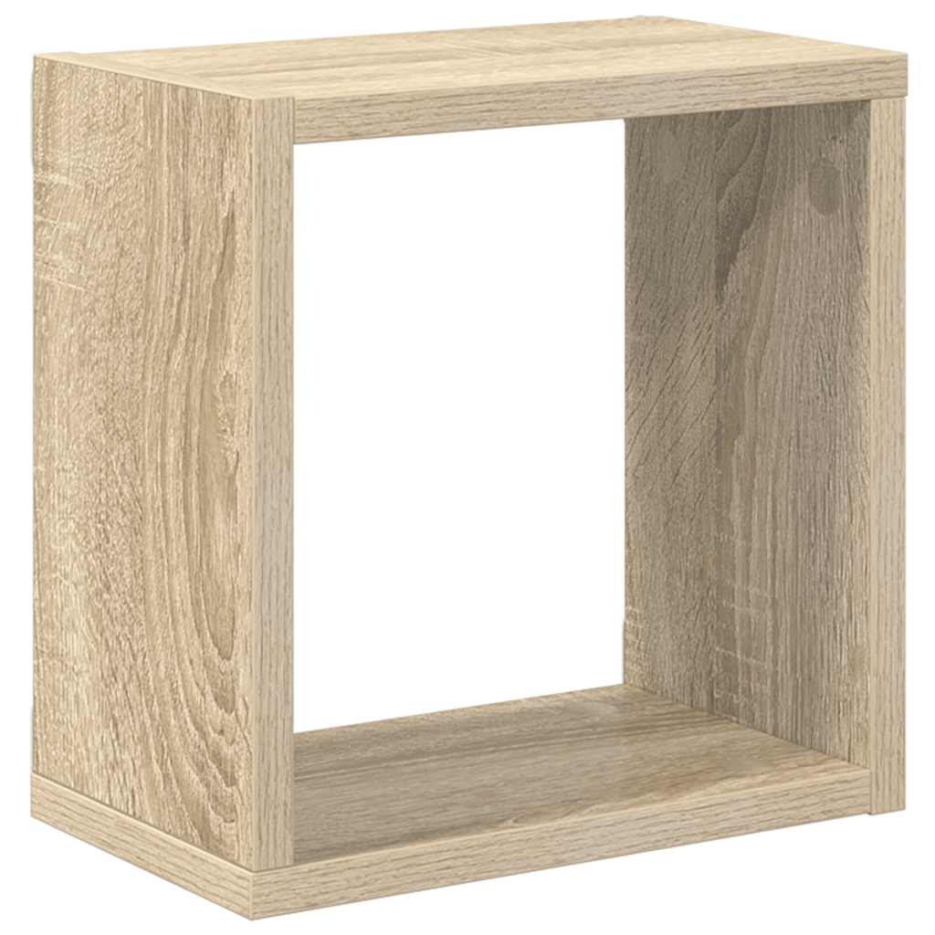 2 db sonoma-tölgyszínű forgácslap fali kockapolc 26x15x26 cm