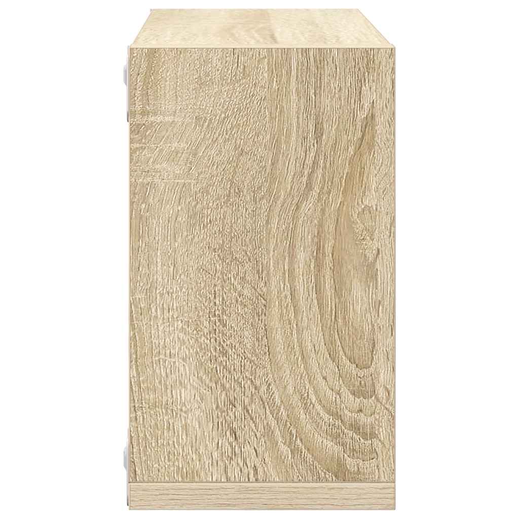 2 db sonoma-tölgyszínű forgácslap fali kockapolc 26x15x26 cm
