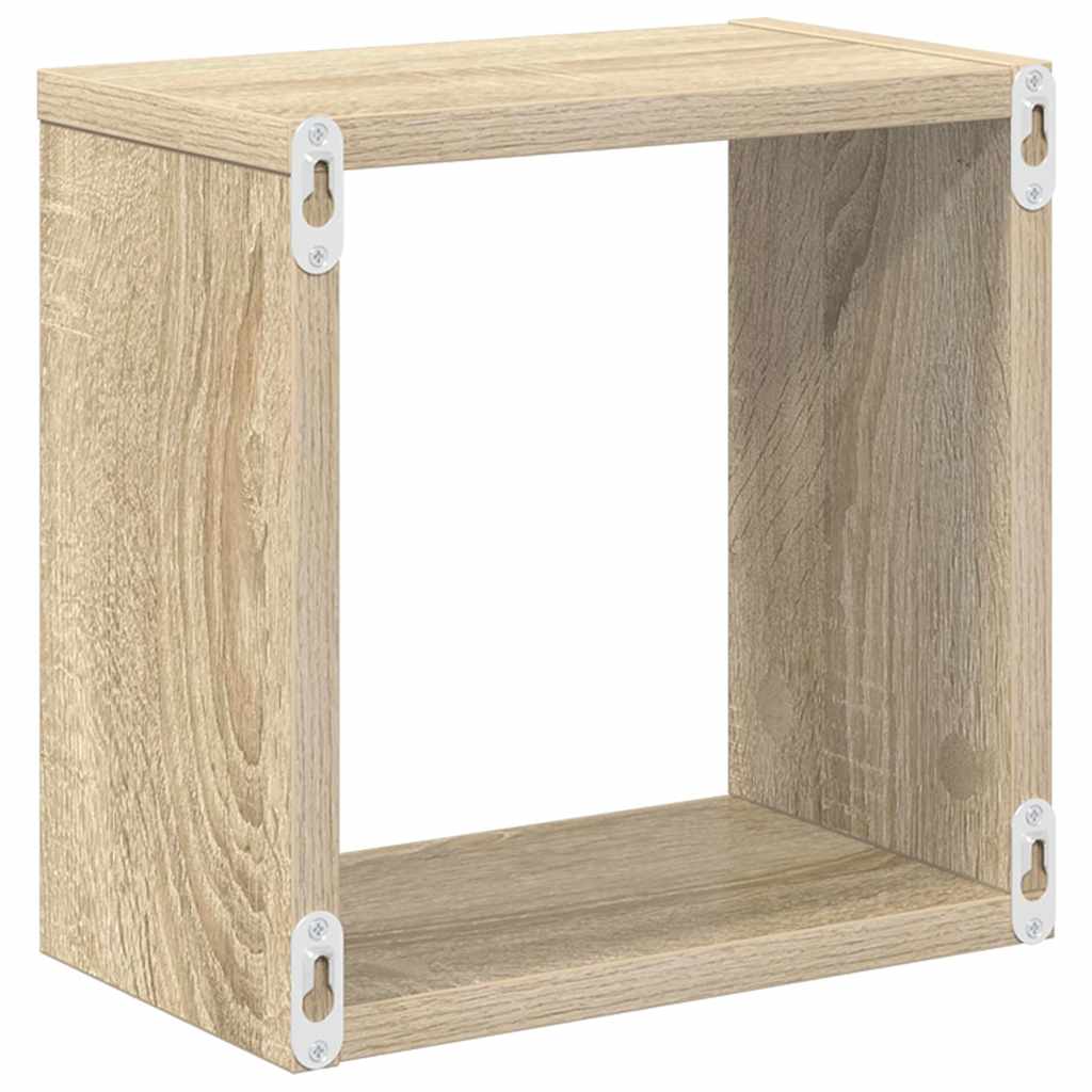 2 db sonoma-tölgyszínű forgácslap fali kockapolc 26x15x26 cm