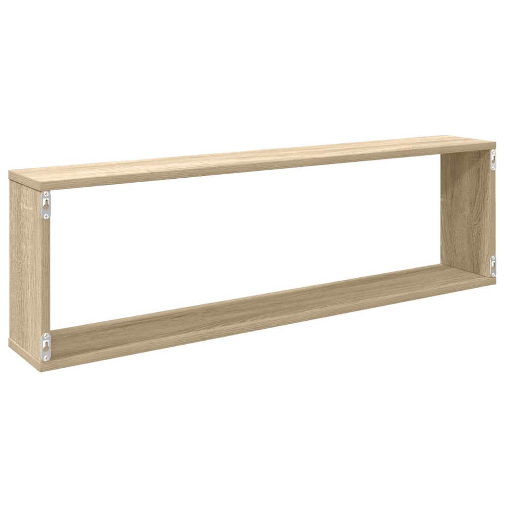 4 db sonoma tölgy színű szerelt fa fali polc 100x15x30 cm
