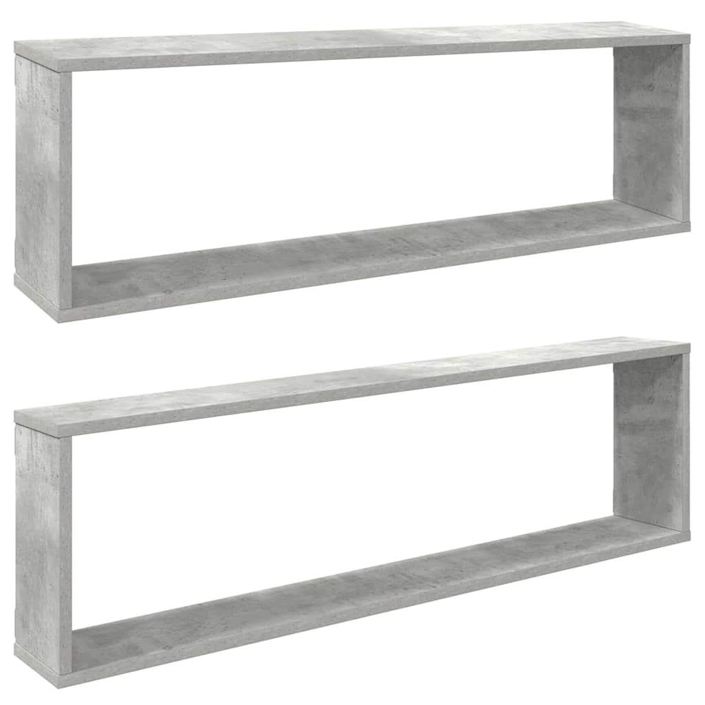 2 db betonszürke szerelt fa fali polc 100 x 15 x 30 cm