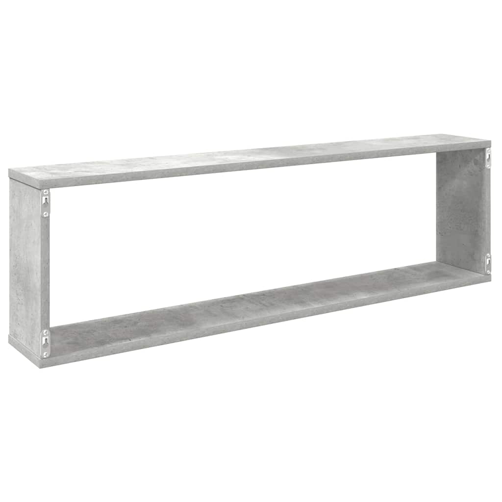 2 db betonszürke szerelt fa fali polc 100 x 15 x 30 cm