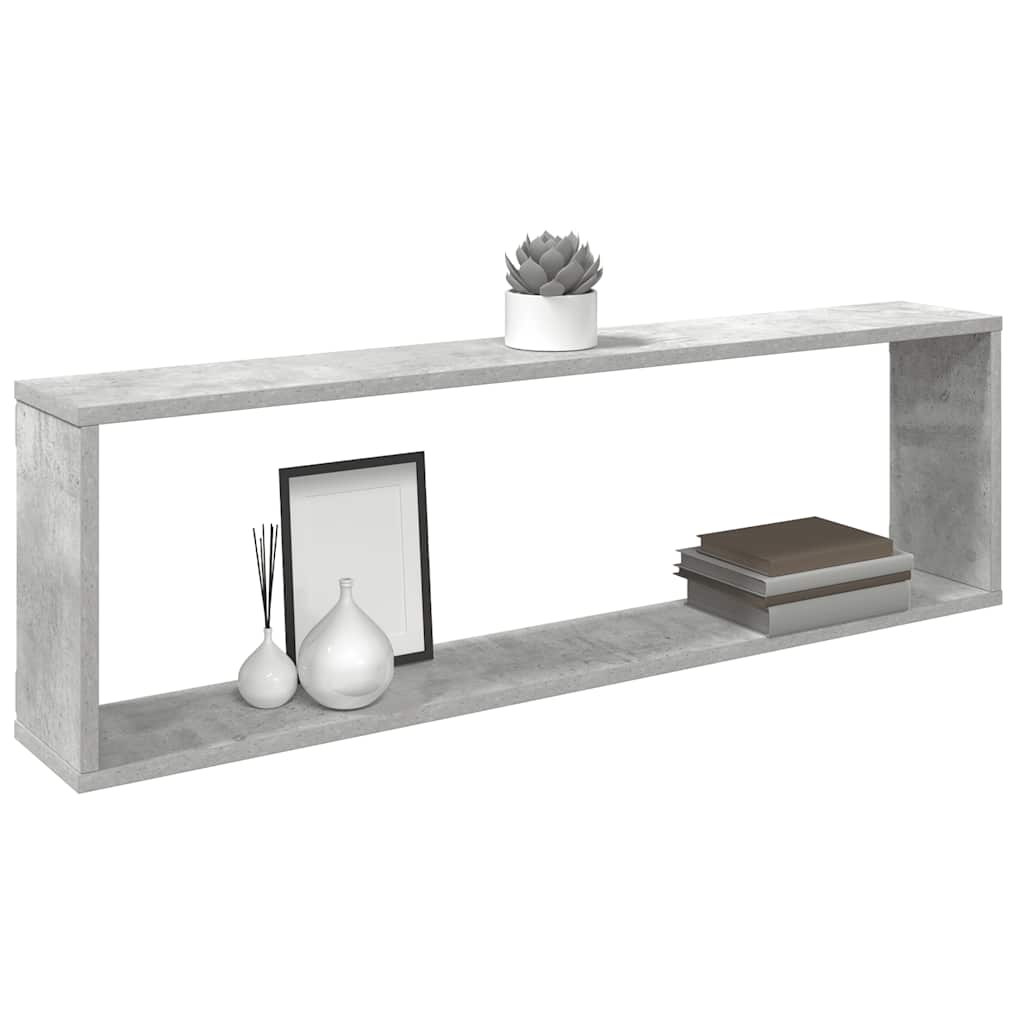 4 db betonszürke szerelt fa fali polc 100 x 15 x 30 cm