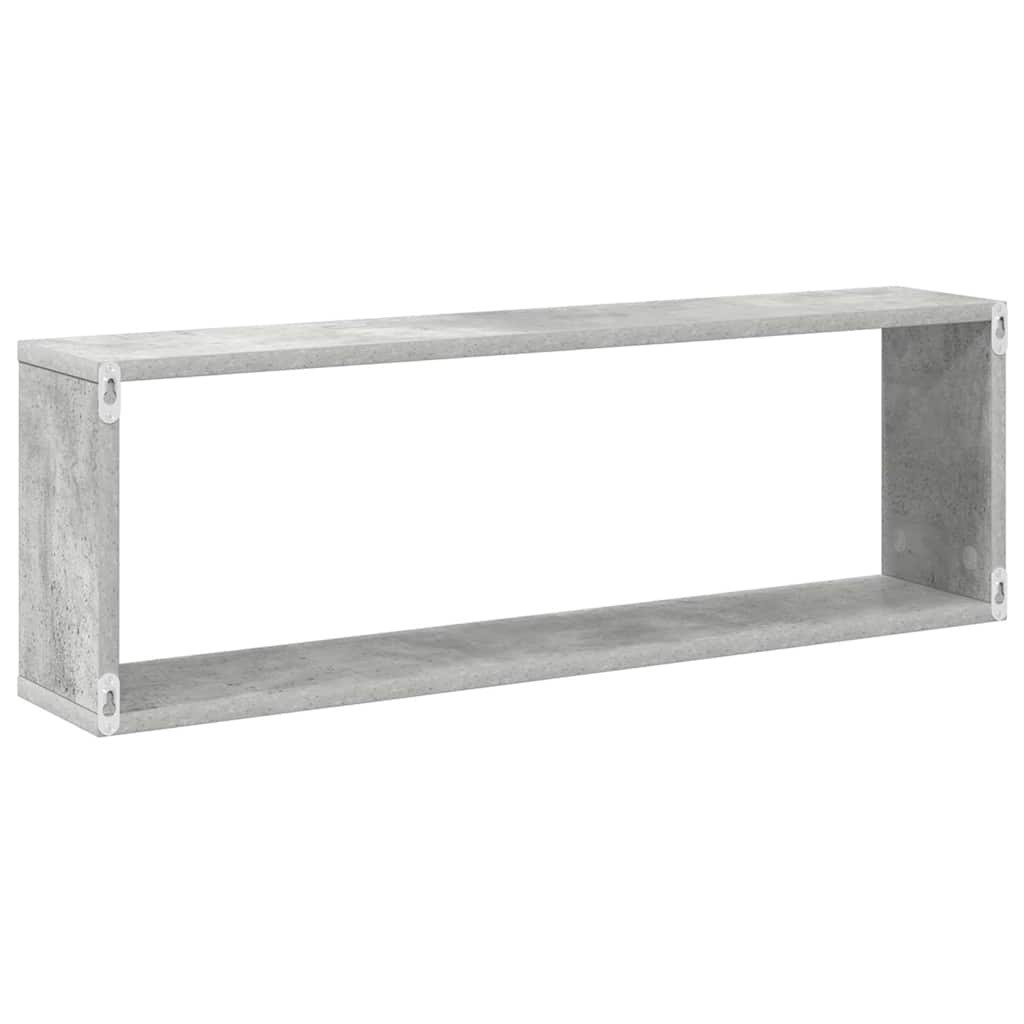 2 db betonszürke szerelt fa fali kockapolc 80 x 15 x 26,5 cm