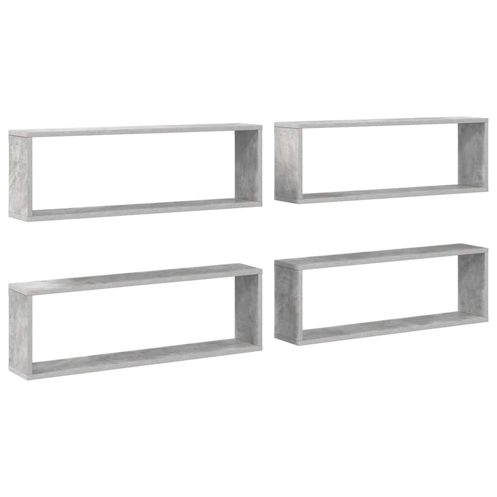 4 db betonszürke szerelt fa fali kockapolc 80 x 15 x 26,5 cm