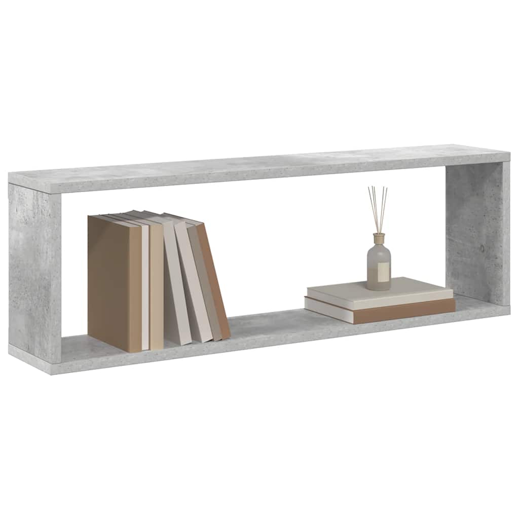 4 db betonszürke szerelt fa fali kockapolc 80 x 15 x 26,5 cm