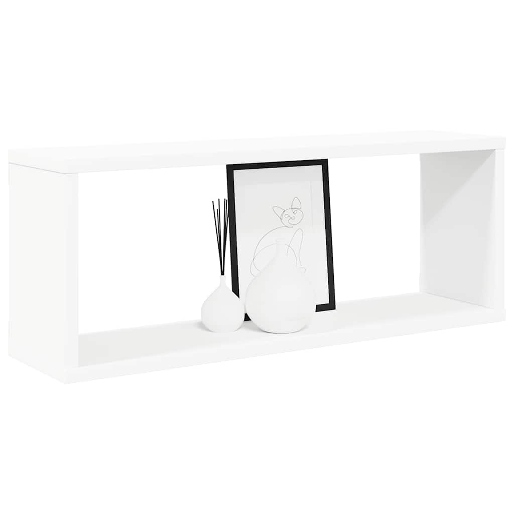 2 db fehér szerelt fa négyszögű fali polc 60 x 15 x 23 cm