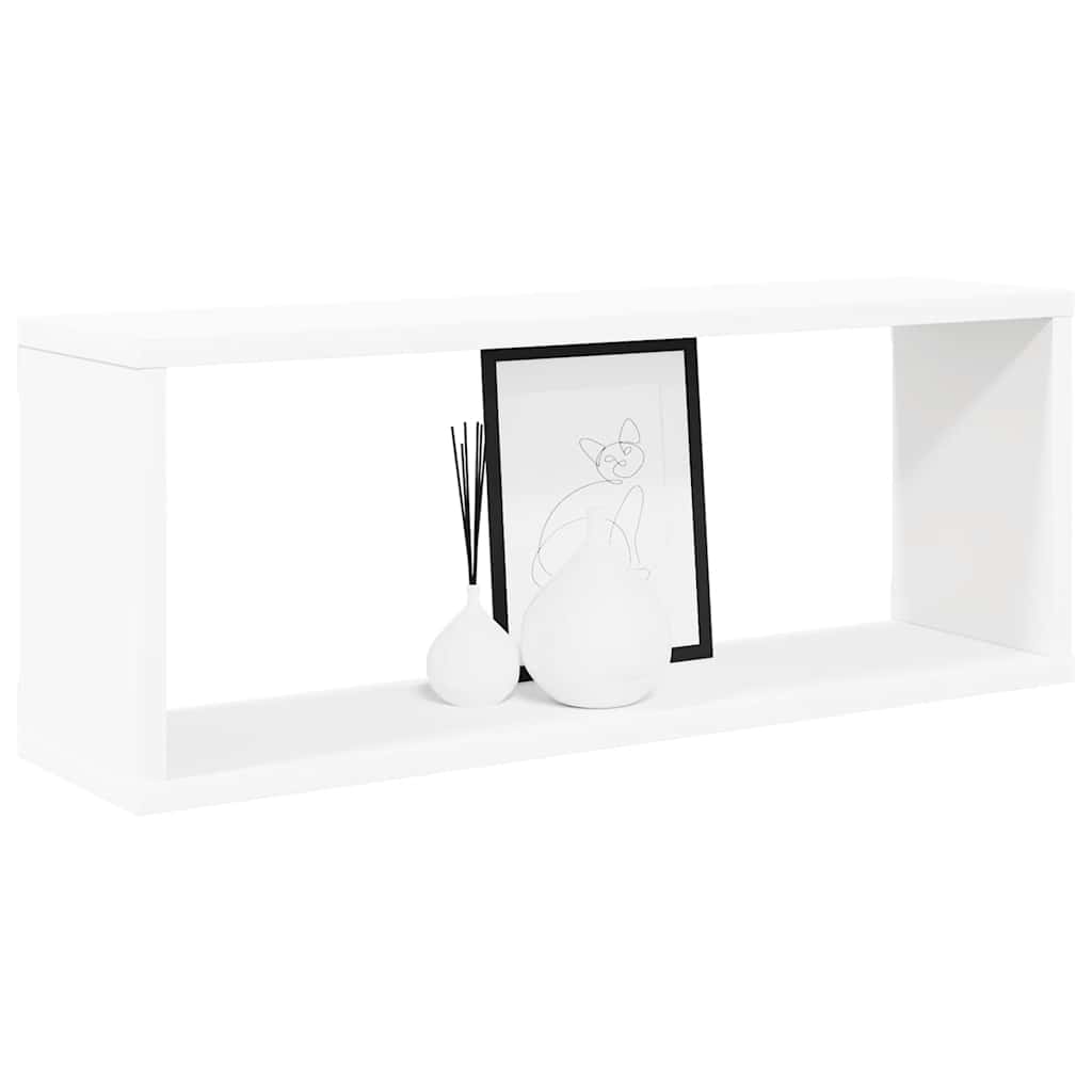 4 db fehér szerelt fa négyszögű fali polc 60 x 15 x 23 cm
