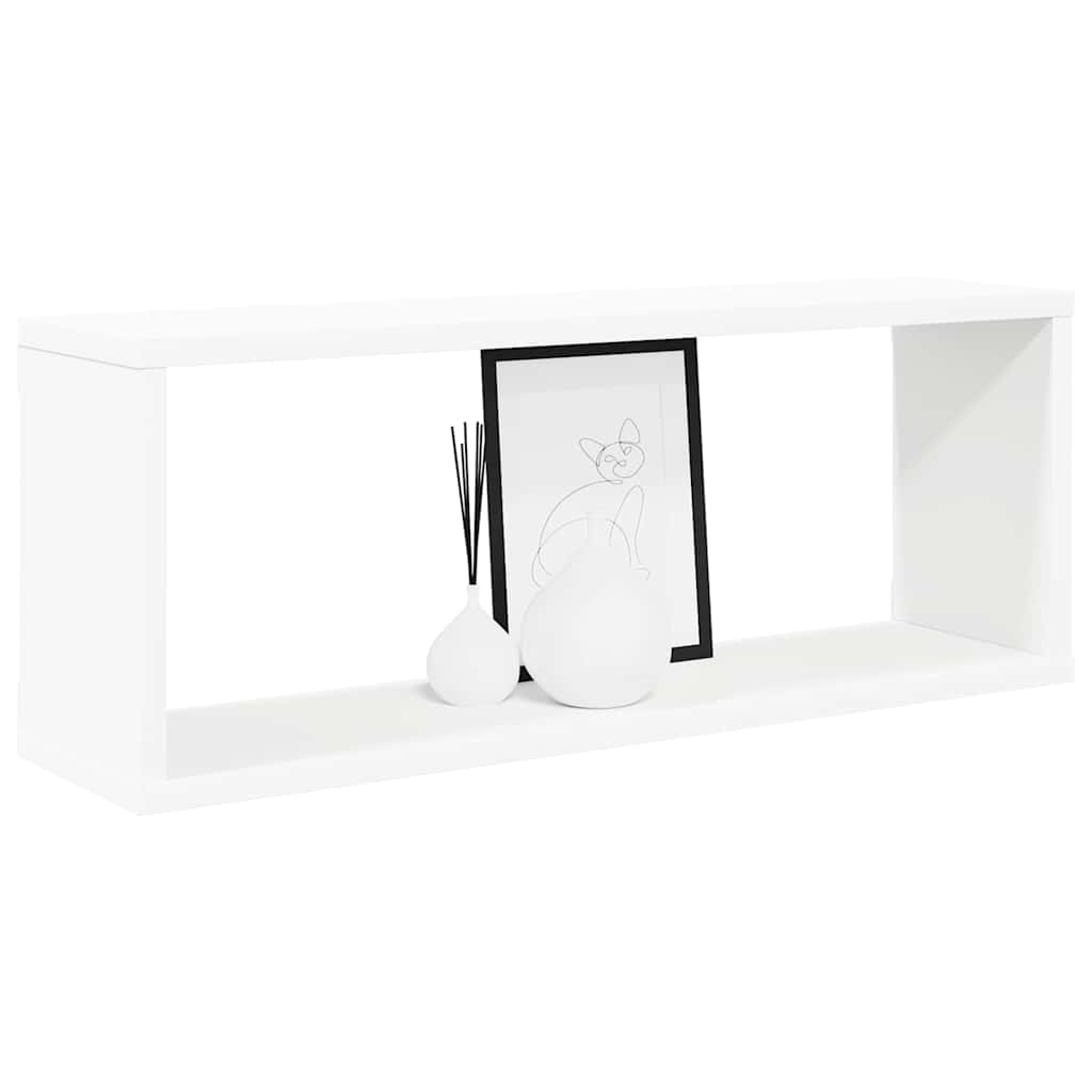 6 db fehér szerelt fa négyszögű fali polc 60 x 15 x 23 cm