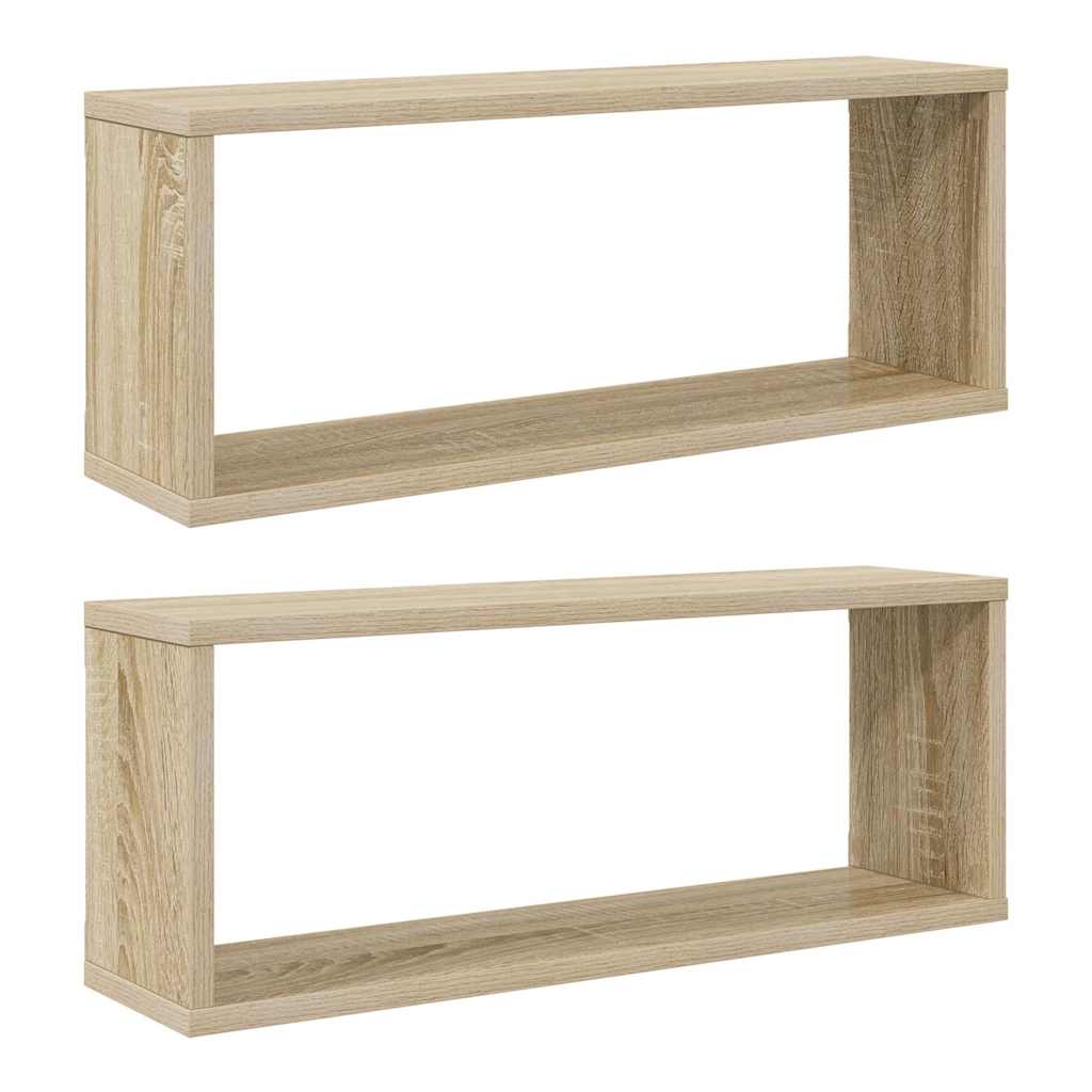 2 db sonoma tölgy szerelt fa négyszögű fali polc 60x15x23 cm