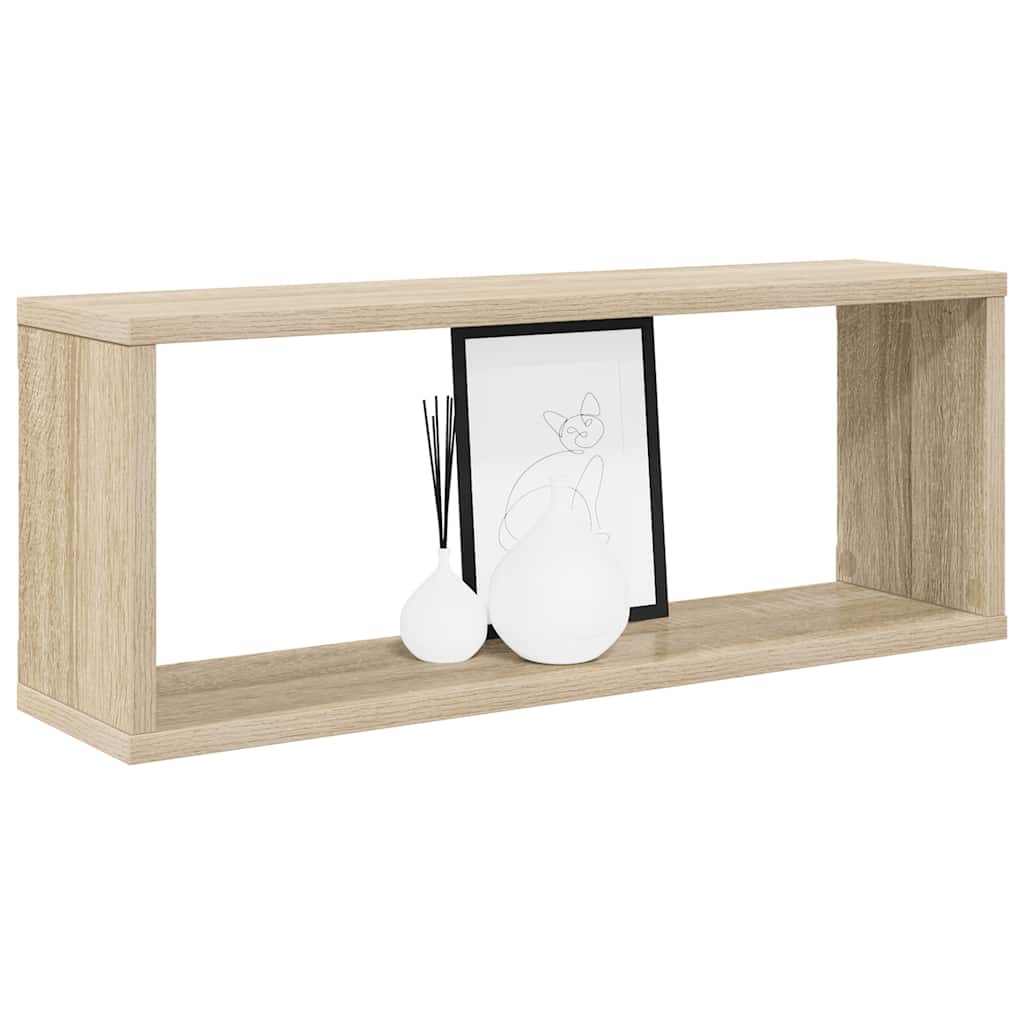 2 db sonoma tölgy szerelt fa négyszögű fali polc 60x15x23 cm