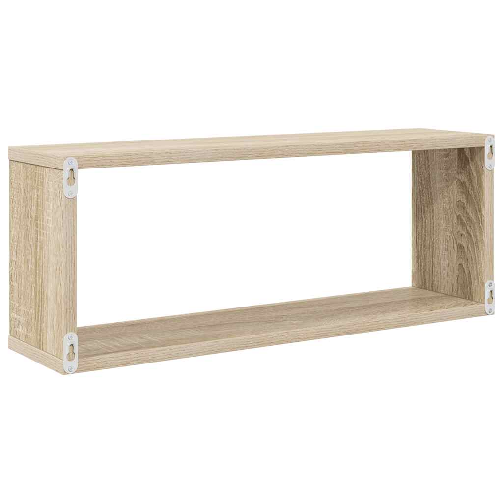 2 db sonoma tölgy szerelt fa négyszögű fali polc 60x15x23 cm