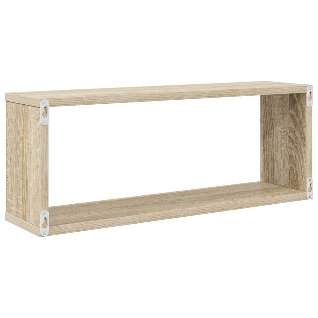 4 db sonoma tölgy szerelt fa négyszögű fali polc 60x15x23cm