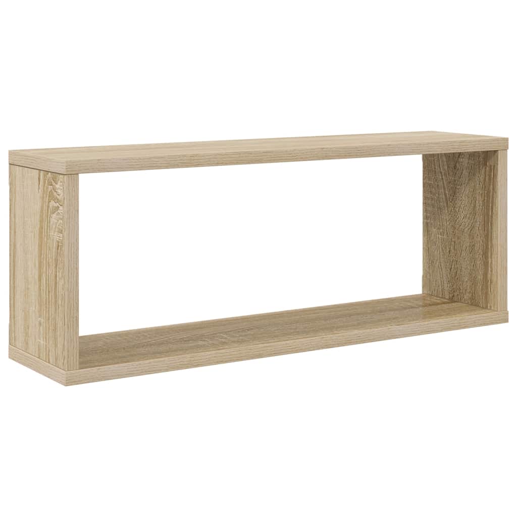 6 db sonoma tölgy szerelt fa négyszögű fali polc 60x15x23cm
