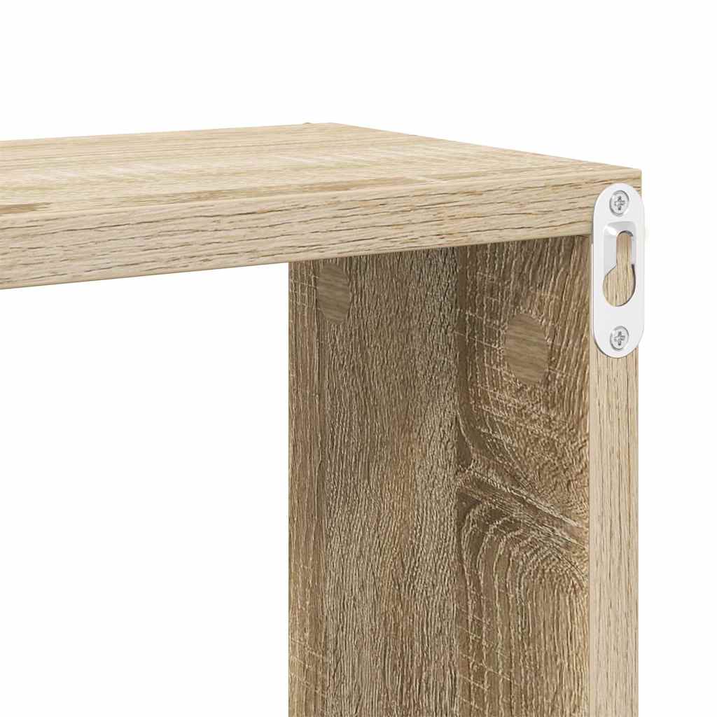 6 db sonoma tölgy szerelt fa négyszögű fali polc 60x15x23cm