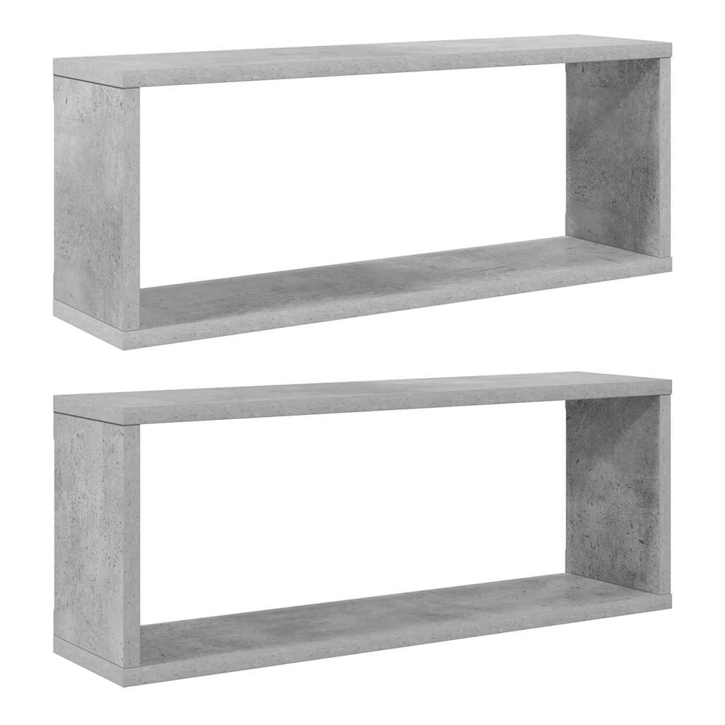 2 db betonszürke szerelt fa négyszögű fali polc 60 x 15 x 23 cm
