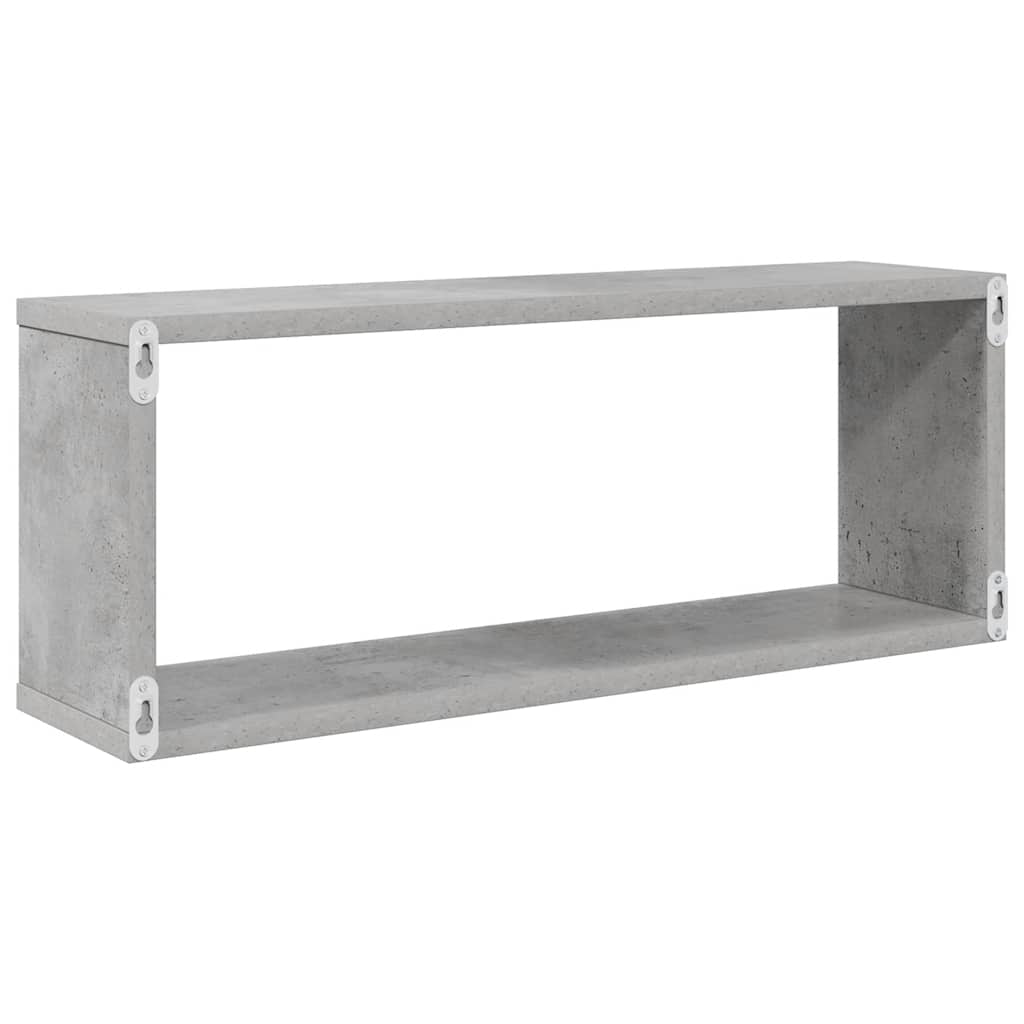 2 db betonszürke szerelt fa négyszögű fali polc 60 x 15 x 23 cm