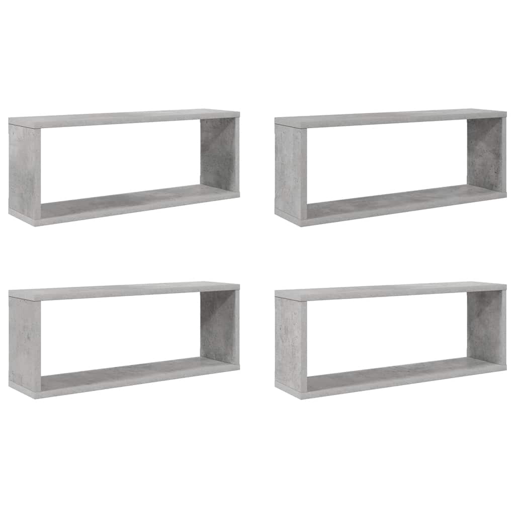 4 db betonszürke szerelt fa négyszögű fali polc 60 x 15 x 23 cm