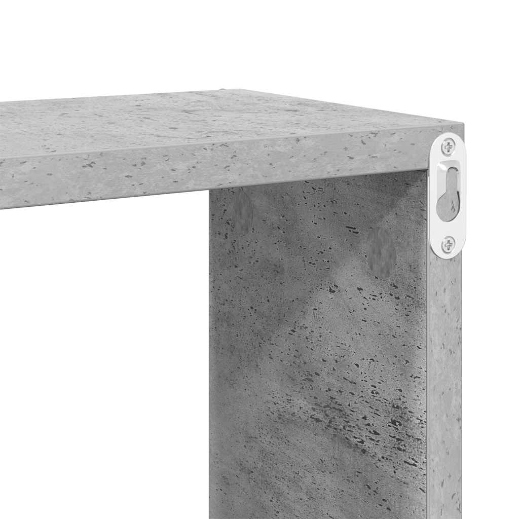 4 db betonszürke szerelt fa négyszögű fali polc 60 x 15 x 23 cm